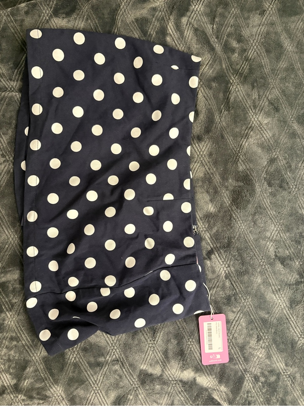 Edikted Navy and White Polka Dot Skirt